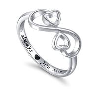 Flyow Frauen Fashion Jewelry 925 Sterling Silber Infinite Herz Ring Gravur ALWAYS LOVE YOU MUM (57 (18.1))