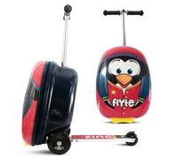 Flyte Scooter Koffer - 2-in-1, 45 cm Reisekoffer Kinder, 25 Liter Fassungsvermögen Kinderkoffer Handgepäck, Reisetasche Kinder mit Rollen, Hartschalenkoffer Kinderreisetasche - Perry der Pinguin