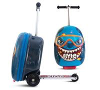 Flyte Scooter Koffer - 2-in-1, 45 cm Reisekoffer Kinder, 25 Liter Fassungsvermögen Kinderkoffer Handgepäck, Reisetasche Kinder mit Rollen, Hartschalenkoffer Kinderreisetasche - Stormy der Hai