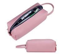 Fmeida Federmappe Federmäppchen Mädchen PU Mäppchen Leder Federtasche Junge Schlampermäppchen Etui Single Stiftemäppchen Faulenzermäppchen Federpenal für Büro Uni Zubehör Pink