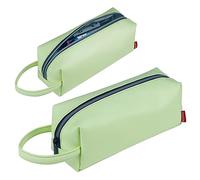 Fmeida Federmappe Federmäppchen Mädchen PU Mäppchen Leder Federtasche Junge Schlampermäppchen Etui Single Stiftemäppchen Faulenzermäppchen Federpenal Mäppchen Hellgrün