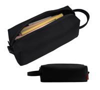 Fmeida Federmappe Schwarz Federmäppchen Mädchen PU Mäppchen Leder Federtasche Junge Schlampermäppchen Etui Single Stiftemäppchen Faulenzermäppchen Federpenal für Büro Uni Zubehör