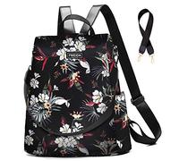 Fmeida Rucksack Damen Anti-Diebstahl Hantasche 2 in 1 Groß Umhängetasche Wasserdicht Backpack Shopper Schultertasche Daypacks Aus Oxford Für Reise Arbeit Alltag Sport Schule Blumen Rot