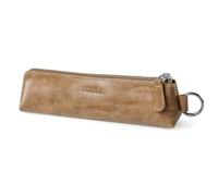 Fmeida Vintage Federmäppchen Leder Schlamppermäppchen Jungs Mäppchen Mädchen Klein Etui Federpenal Federtasche Erwachsene Federmappe Pencil Case Lederbeutel Hellbraun