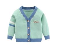 Fnaobai Kleinkind Baby Jungen Strickjacke kleine Jungen V-Ausschnitt Baumwolle Pullover Kinder Lange Ärmel Jacke Stricken Knopf Up für Herbst Winter