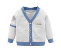 Fnaobai Kleinkind Baby Jungen Strickjacke kleine Jungen V-Ausschnitt Baumwolle Pullover Kinder Lange Ärmel Jacke Stricken Knopf Up für Herbst Winter