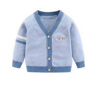 Fnaobai Kleinkind Baby Jungen Strickjacke kleine Jungen V-Ausschnitt Baumwolle Pullover Kinder Lange Ärmel Jacke Stricken Knopf Up für Herbst Winter
