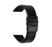 FNBDDX 20 mm 22 24 weiches Silikon-Armband, schwarzes Reifenmuster, Sport-Gummi-Armband, wasserdichte Metallfaltschließe, Universal-Armband(Black-black,22mm)