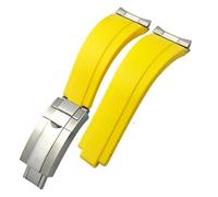 FNDWJ 20 mm Gummi-Armband mit kurzer Schnalle, passend für Rolex Daytona Submariner Role OYSTERFLEX Yacht Master, kleines Handgelenk-Silikonarmband(Yellow,Black Buckle Link)