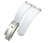 FNDWJ 20 mm Gummi-Armband mit kurzer Schnalle, passend für Rolex Daytona Submariner Role OYSTERFLEX Yacht Master, kleines Handgelenk-Silikonarmband(White,SilverGold Buckle Li)