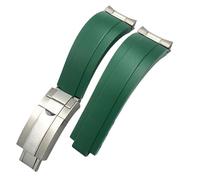 FNDWJ 20 mm Gummi-Armband mit kurzer Schnalle, passend für Rolex Daytona Submariner Role OYSTERFLEX Yacht Master, kleines Handgelenk-Silikonarmband(Green,SilverGold Buckle Li)