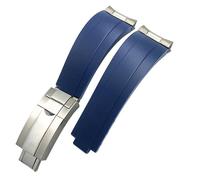 FNDWJ 20 mm Gummi-Armband mit kurzer Schnalle, passend für Rolex Daytona Submariner Role OYSTERFLEX Yacht Master, kleines Handgelenk-Silikonarmband(Blue,Gold Buckle Link)