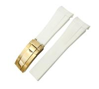 FNDWJ 20mm 21mm 22mm Gummi-Armband passend für Rolex Submariner GMT Master Daytona Silikonarmband schwarzes Uhrenarmband(White golden,21mm)