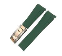 FNDWJ 20mm 21mm 22mm Gummi-Armband passend für Rolex Submariner GMT Master Daytona Silikonarmband schwarzes Uhrenarmband(Green silver rose,22mm)