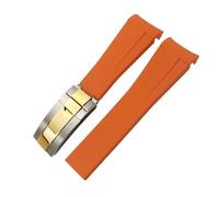 FNDWJ 20mm 21mm 22mm Gummi-Armband passend für Rolex Submariner GMT Master Daytona Silikonarmband schwarzes Uhrenarmband(Orange silver gold,21mm)