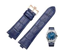 FNDWJ Echtes Lederarmband für Vacheron Constantin OVERSEAS Serie 4500V 5500V P47040 Edelstahlschnalle Herrenuhrenarmband 25-8mm(Blue-rosegold)