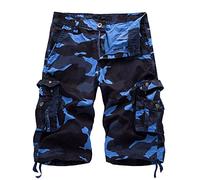 FNKDOR Cargo Shorts Herren Camouflage Bermuda Shorts Sommershorts Baumwolle Männer Camo Kurze Cargohose (Sky Blue, 34)