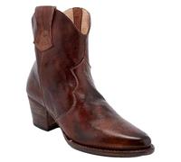 FNKDOR Cowboy Stiefeletten Damen Cowboystiefel mit Blockabsatz und Seitlicher Reißverschluss Spitze Form Lederstiefel Westernstiefel Weitschaftstiefel Kurzstiefel (Coffee, 39)