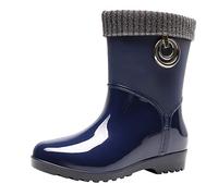 FNKDOR Gummistiefel Damen Gefüttert Halbhoche Weitschaft Regenstiefel#16