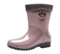 FNKDOR Gummistiefel Damen Gefüttert Halbhoche Weitschaft Regenstiefel#16