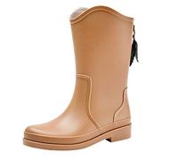 FNKDOR Gummistiefel Damen Halbhoche Weitschaft Cowboy Regenstiefel mit Reißverschluss