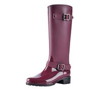 FNKDOR Gummistiefel Damen Hoch Reitstiefel Regenstiefel