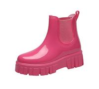 FNKDOR Gummistiefel Damen Kurz Plateau Chelsean Regenstiefel