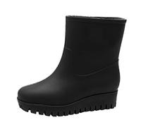 FNKDOR Gummistiefel Damen Kurz Weitschaft Plateau Regenstiefel
