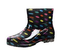 FNKDOR Gummistiefel Damen Kurz Weitschaft Polka-Punkte Regenstiefel