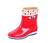 FNKDOR Gummistiefel Damen mit Gefüttert Kurz Weitschaft Regenstiefel