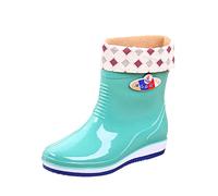 FNKDOR Gummistiefel Damen mit Gefüttert Kurz Weitschaft Regenstiefel