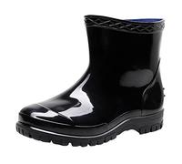 FNKDOR Gummistiefel Herren Kurz Weitschaft Lackleder Regenstiefel