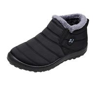 FNKDOR Waterproof Stiefeletten Damen Winter Warm Gefüttert Stiefel Flache Schneeschuhe gr 39 EU Schwarz