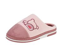 FNKDOR Winter Damen Plüsch Hausschuhe Tiere Motiv Flauschig Pantoffeln Lustig Geschlossen Pantoletten Rosa 39