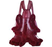 FnnEmg Vintage Feather Robe,Damen Tüll Robe Bademantel Perspektive Mutterschaft Tüll Robe Fotografie Bademantel Frauen