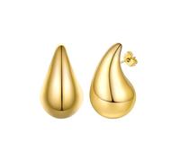 FOCALOOK Damen-Ohrringe, Edelstahl/vergoldet, Tropfenform, 10/20 mm, Drop Earrings, 20 millimètres, Edelstahl Gelbgold, Kein Edelstein