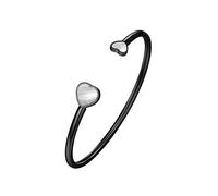 FOCALOOK Herz Armband Damen Minimalist Muschel offener Armreif schwarz Edelstahl verstellbar Armspange trendiger Schmuck Accessorie für Party Weihnachten Geburtstag