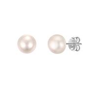 FOCALOOK Ohrringe Damen Perle Ohrstecker 8mm 925 Sterling Silber Ohr Piercing für Frauen Mädchen Stud Earrings Accessoire für Jahrestag Hochzeit Party tolles Geschenk