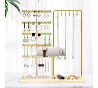 Focenat Schmuckständer mit Holz Base, Schmuck Organizer mit 5 Ebenen, Schmuckständer Armbänder, Ohrringhalter, Schmuck Ständer, Schmuckhalter für Armband Halskette Uhren Ringe