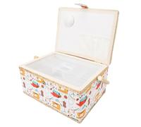 Focket Nähkorb, Tragbare Nähkasten mit Großer Kapazität mit Abnehmbarem Plastikschale für Nähzubehör, Vintage -Nähkorb mit Abnehmbarem Tablett für Zuhause und Reisen