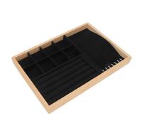 Focket Schmuckschubladen-Organizer, Kratzfeste, Weiche Haptik, Leichte, Feste Holzeinsätze, Stapelbare Mehrzweck-Schmuckablage mit Dreifachem Fachdesign für Ohrringe, Halsketten (BLACK)