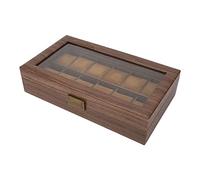 Fockety Uhrenbox-Organizer, Kratzfest, 12 Fächer, Aufbewahrungskoffer für Vatertagsgeschenk, Luxuriöse Präsentation für Herren, PU-Leder, Holzmaserung