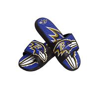 FOCO Baltimore Ravens NFL Colorblock Big Logo Gel Slide Black Purple Badelatschen Hausschuhe - XL
