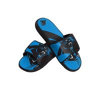 FOCO Carolina Panthers NFL Colorblock Big Logo Gel Slide Black Blue Badelatschen Hausschuhe - L