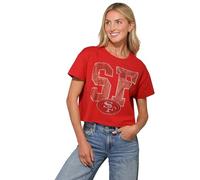 FOCO Damen NFL Team Strass Logo Crop Top T-Shirt