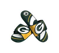 FOCO Green Bay Packers NFL Colorblock Big Logo Gel Slide Green Yellow Badelatschen Hausschuhe - L