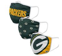 FOCO Green Bay Packers NFL Face Covering 3Pack Face Mask Forever Collectibles - One-Size