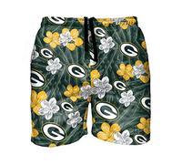 FOCO Herren Floral Hawaiian Tropical Swim Suit Green Bay Packers NFL Hibiscus Badehose - L, Hibiskus, Large