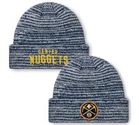 FOCO NBA Offizielle Strickmütze für Erwachsene, meliert, kaltes Wetter, mit Bündchen, durchsichtig, Ball-Ornament, Denver Nuggets, Marineblau, Einheitsgre