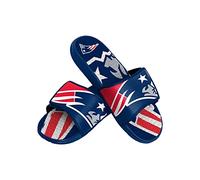 FOCO New England Patriots NFL Colorblock Big Logo Gel Slide Blue Red Badelatschen Hausschuhe - L